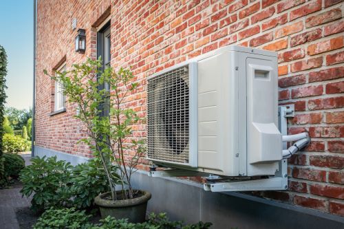 heat pump brick wall outdoor